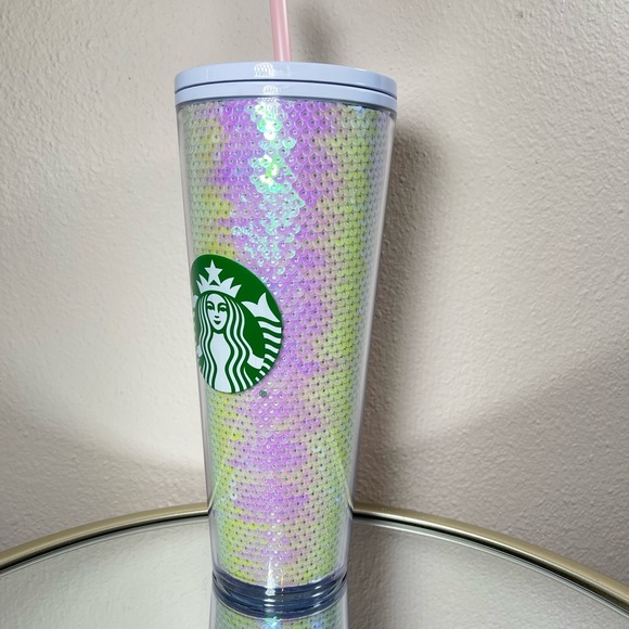 Starbucks Winter Holiday White Pink Sequin tumbler - Picture 2 of 5